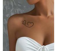 1 feuille de tatouages temporaires, motif de tulipe et de papillon en ligne noire, imperméable, anti-transpiration, faux tatouages lavables convenant aux personnes à la mode, style croquis Cartoon,Let