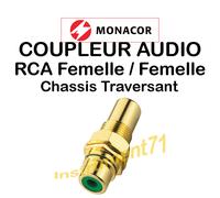 1 Fiche RCA Chassis Contacts Plaqué OR Traversante Vissable Repérage Vert