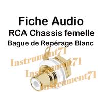 1 Fiche RCA Chassis Repérage Blanc Contacts Dorés Connections à Souder