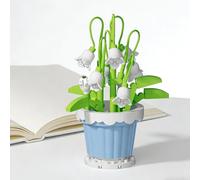 1 figurine de muguet en pot assemblée à la main, mini pot de fleurs, décoration de bureau, statue de collection à thème botanique pour étagère de bureau à domicile
