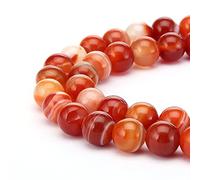 1 fil d'agate naturelle 3A à bandes orange rouge de guérison rondes en vrac de 6 mm (58 à 62 pièces) pour la fabrication de bijoux artisanaux U1010-6
