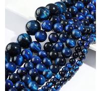 1 fil de perles lâches lisses en lapis-lazuli naturel et œil de tigre bleu, pour la fabrication de bijoux, bracelets, colliers et accessoires. Tailles : 4 mm, 6 mm, 8 mm, 10 mm 6mm,8mm,10mm,4mmpierre