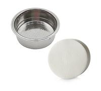 1 filtre à café avec 100 filtres à café en papier, bol à expresso double tasse en acier inoxydable, panier à double paroi de 51 mm, bol filtrant perforé pour un nettoyage facile