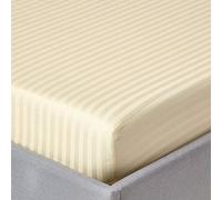 1 Fitted Sheet Only, 100% Egyptian Cotton 400 Thread Count, Fits Mattress Perfectly - Soft Wrinkle Free Sheet -32 CM Deep Pocketof Fitted Sheet, Ivory Stripe- Double Size