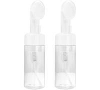 1 flacon distributeur de mousse en plastique transparent vide rechargeable avec pompe à pompe avec brosse de lavage à tête en gel pour le nettoyage de voyage 200 ml, distributeurs de lotion et de