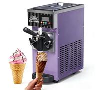 1-Flavor Commercial & Home Soft Serve Ice Cream Maker, Machine À Glace De Table, 4 À 5L/H, Panneau Tactile LCD, Nettoyage Automatique, Système De Prérefroidissement, Pour Maison Et Commerces(Purple)