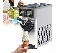 1-Flavor Commercial & Home Soft Serve Ice Cream Maker, Machine À Glace Table, 4 À 5L/H, Panneau Tactile LCD, Nettoyage Automatique, Système De Prérefroidissement, Pour Maison Et Commerces(Silver)