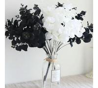 1 fleur artificielle de feuilles d'eucalyptus blanches et noires pour décoration d'intérieur, branche séchée artificielle, bouquet de mariage - 1 pièce blanche