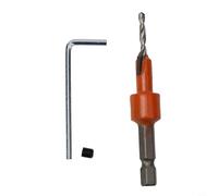 1 foret conique pour le travail du bois avec tige hexagonale, foret étagé pour trou pilote et fraisage de vis, collier réglable pour un contrôle précis de la profondeur (2,8 x 8)