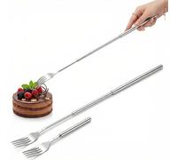 1 fourchette extensible en acier inoxydable - Réglable de 22 à 65 cm, idéale pour barbecue, barbecue et dessert