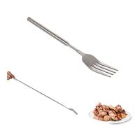 1 fourchette télescopique argentée de 22,1 à 64,6 cm, longue poignée extensible, robuste, en acier inoxydable, multifonction, rétractable, barbecue, dessert, pour dîner, barbecue, grillage, camping