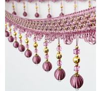 1 frange à pompons - Bordure de rideau à coudre soi-même avec perles et cristaux suspendus - 6/12 mètres de dentelle en polyester résistant(Purple,12 meters)