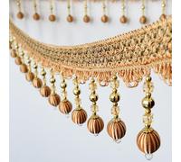 1 frange à pompons - Bordure de rideau à coudre soi-même avec perles et cristaux suspendus - 6/12 mètres de dentelle en polyester résistant(Oranje,12 meters)