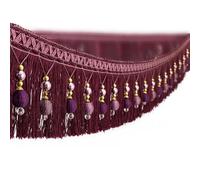 1 frange perlée de 300 cm - Garniture de rideau tressée en boules for décoration d'intérieur, 10 cm de long, en polyester avec perles acryliques(Deep purple)