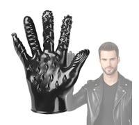 1 gant de massage texturé - Stimulation par acupression pour la relaxation musculaire et les soins de beauté (noir)