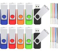 1 GB USB Flash Drive Pack of 10, USB 2.0 Flash Drive Rotating USB Flash Drive for PC, Laptop, Computer, TV (5 Colours, 1 GB)