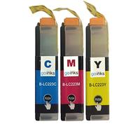1 Go Inks Ensemble de 3 C/M/Y Cartouches d'encre á remplacer Brother LC223 Compatible/non-OEM pour Brother DCP et MFC Imprimantes (3 Encres)
