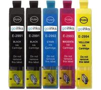 1 Go Inks Ensemble de 4 + Noir Cartouches d'encre à remplacer Epson T2996+2991 (29XL Series) Compatible / non-OEM