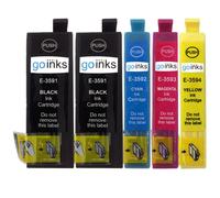 1 Go Inks Set de 4 + cartouches d'encre noire supplémentaires pour remplacer les cartouches Epson T3596+3591 (Série 35XL)