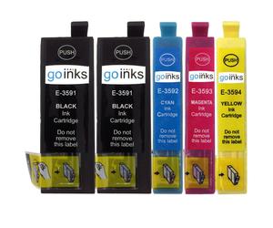 1 Go Inks Set de 4 + cartouches d'encre noire supplémentaires pour remplacer les cartouches Epson T3596+3591 (Série 35XL)