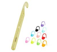1 grand crochet de 15 mm avec 10 pièces Aiguille à marquer de couleur, poignée pour tricot, crochets ergonomiques, écharpes de tapis, grands tricots en laine