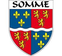 1 GRAND ECUSSON SOMME autocollants 9x8 cm - BLASON SOMME DEPARTEMENT 80 - STICKER SOMME