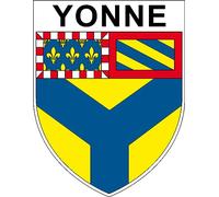 1 GRAND ECUSSON YONNE autocollants 9x8 cm - BLASON YONNE DEPARTEMENT 89 - STICKER SYONNE