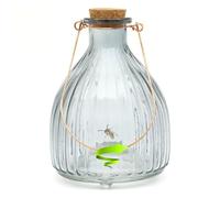 1 grand piège à guêpes en verre côtelé avec cintre en métal par CKB LTD - Design traditionnel attrayant à suspendre avec piège à insectes pour l'intérieur ou l'extérieur