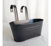 1 grand pot de fleurs suspendu, jardinière murale en fer métallique pour intérieur/extérieur, pour balustrade, clôture, balcon, jardin, décoration de la maison avec crochets détachables