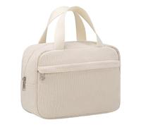 1 grande trousse de toilette de voyage, trousse de toilette en velours côtelé, trousse de toilette portable, sac de rangement cosmétique, sac de rangement de grande capacité (blanc), Blanc., 9,8 * 7 *