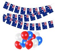 1 guirlande de 25 fanions avec drapeau australien, 10 ballons carrés, drapeaux australiens pour tirer, fêtes de rue et célébrations.