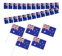 1 guirlande de fanions avec drapeau australien - 4 drapeaux à pivoter à la main - Drapeaux carrés à cordon - Drapeau australien pour décoration de festivals et célébrations.