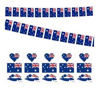1 guirlande de fanions avec drapeau australien, 5 autocollants pour le visage, drapeaux carrés, décoration de train avec drapeau australien, guirlande de fanions, fêtes et célébrations communes