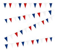 1 guirlande de fanions tricolores de 18 m, 50 drapeaux tricolores, bannière décorative triangulaire, guirlande de célébration du jubilé de platine britannique, pour célébration, fête, festival.