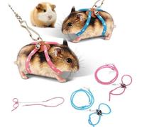 1 harnais bleu pour petit hamster, harnais réglable pour animal domestique, rat, souris, hamster, furet avec clochette, colliers, laisses et harnais