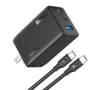 1 Hora 65 W Chargeur type C GaN 3 ports avec câble USB C 65 W 1,5 m Chargeur charge rapide USB C pliable, compatible avec MacBook Pro/Air, IP 17 16 15 Pro Max, Galaxy S23 S22, Google Pixel 7, iPad Pro