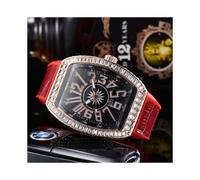 (1) Horloge numérique en forme de tonneau de vin sertie de diamants, montre-cadeau de luxe en cuir à