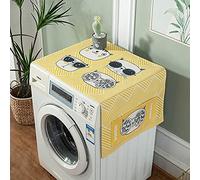 1 housse anti-poussière pour réfrigérateur, machine à laver, housse supérieure en coton et lin avec poches de rangement latérales, housse anti-poussière pour réfrigérateur, 140 x 55 cm, jaune