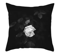 1 Housse d Oreiller 50x50cm Noir Blanc, Taie d Oreiller Polyester Rose pour Taies d'oreiller de Canapé Salon