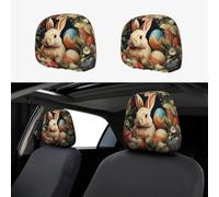 1 housse d'appui-tête de voiture douce et respirante pour appuie-tête de voiture, motif lapin de Pâques et fleurs, housse d'appui-tête de voiture personnalisée pour SUV, berline, camion, voitures