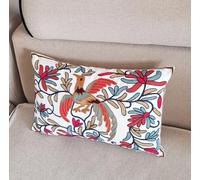 1 housse de coussin en coton motif phenix orange 30 x 50 cm pour canapé, housse de coussin rectangulaire style bohème exotique taie d'oreiller brodée en coton 30 x 50 cm (oiseau orange)