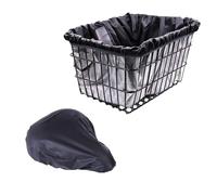 1 Housse De Pluie Pour Panier De Vélo Avec 1 Housse De Coussin De Siège De Vélo, Panier De Vélo Imperméable, Porte-Bagages Pour Sac De Vélo, Sac De Rangement Pour Sangle De Selle De Vélo (Noir)
