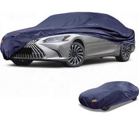 1 Housse De Voiture Imperméable Toutes Saisons Extérieur Automobile Protection Anti-Uv Soleil Pluie Couverture Film Aluminium Coton Bleu Marine Pour Berline Longueur 165" À 177"