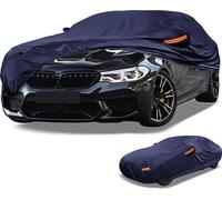 1 Housse De Voiture Imperméable Toutes Saisons Extérieur Automobile Protection Anti-Uv Soleil Pluie Complète Film Aluminium Coton Bleu Marine Pour Berline Longueur 185" À 192"