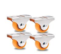 1 Inch Dia Universal Furniture Caster Furniture Trolley Iron Top Plate Silent Nylon Fixed Caster Wheel 4 Pcs Casters(Orange)