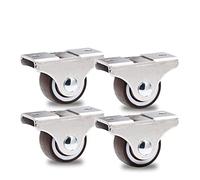 1 Inch Dia Universal Furniture Caster Furniture Trolley Iron Top Plate Silent Nylon Fixed Caster Wheel 4 Pcs Casters(Chocolate)