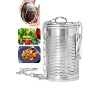 1 injecteur d'épices en acier inoxydable durable, avec un filtre à maille fine - parfait pour le thé en vrac, les herbes, les soupes et les assaisonnements - accessoire de cuisine réutilisable avec un