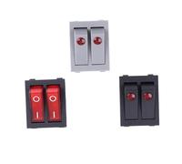 1 interrupteur à bascule à bouton Rk1-23, double interrupteur électrique à 6 broches avec lampe marche-arrêt 16A 250VAC(Red button)