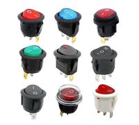 1 interrupteur à bascule rond marche/arrêt 6 A/250 VCA 10 A 125 VCA avec bouton-poussoir en plastique 2 broches 3 broches LED(DD-Green,12V)