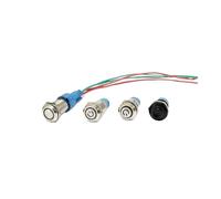 1 interrupteur à bouton-poussoir métallique de 12 mm avec connecteur 4 broches momentané autobloquant étanche IP65 avec voyant LED plat/rond surélevé(RESET_WH1TE_220V)